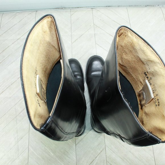 *Unbranded Black Leather Pull On Almond Toe Tall Boots Size 7 B - Picture 7 of 8
